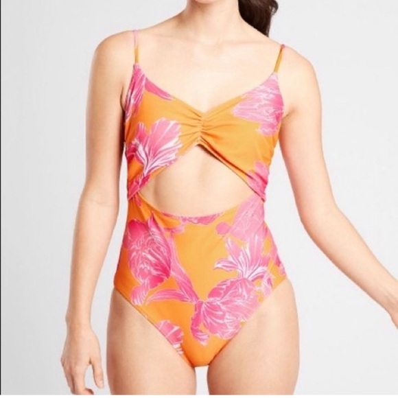 Athleta Other - Athleta Kailua Cutout One Piece Swimsuit Orange Pink Size Small